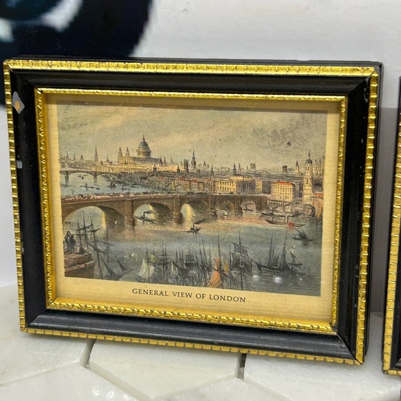Vintage Set 3 Wooden Small Frame Pictures London, St. James Palace, St. Paul - Picture 2 of 11